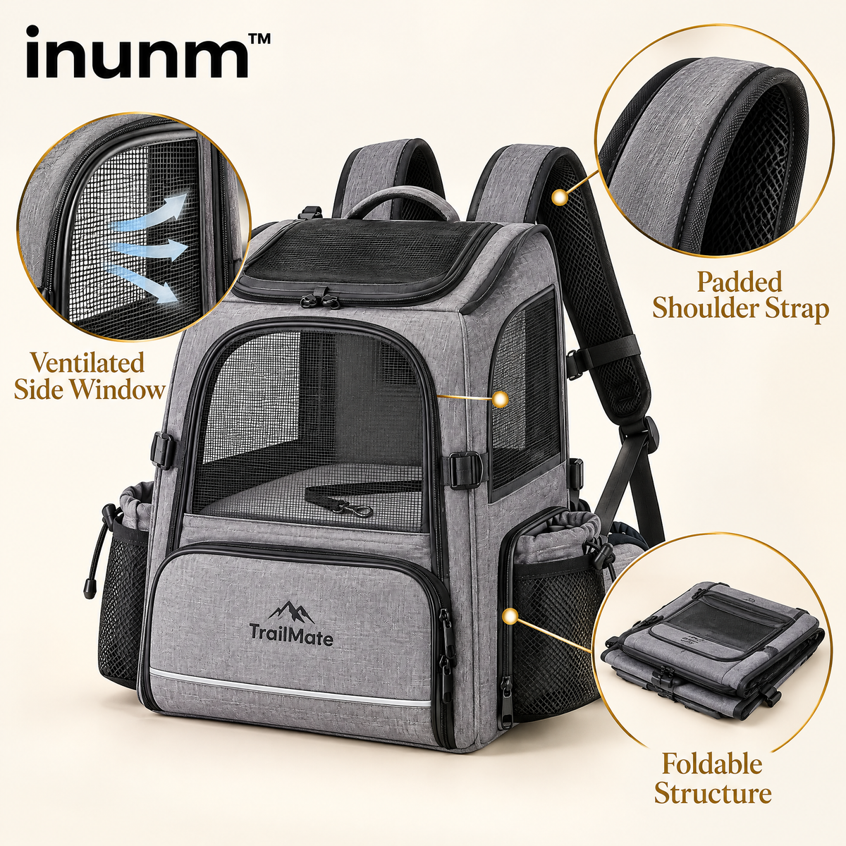 inunm™ TrailMate Foldable Pet Backpack
